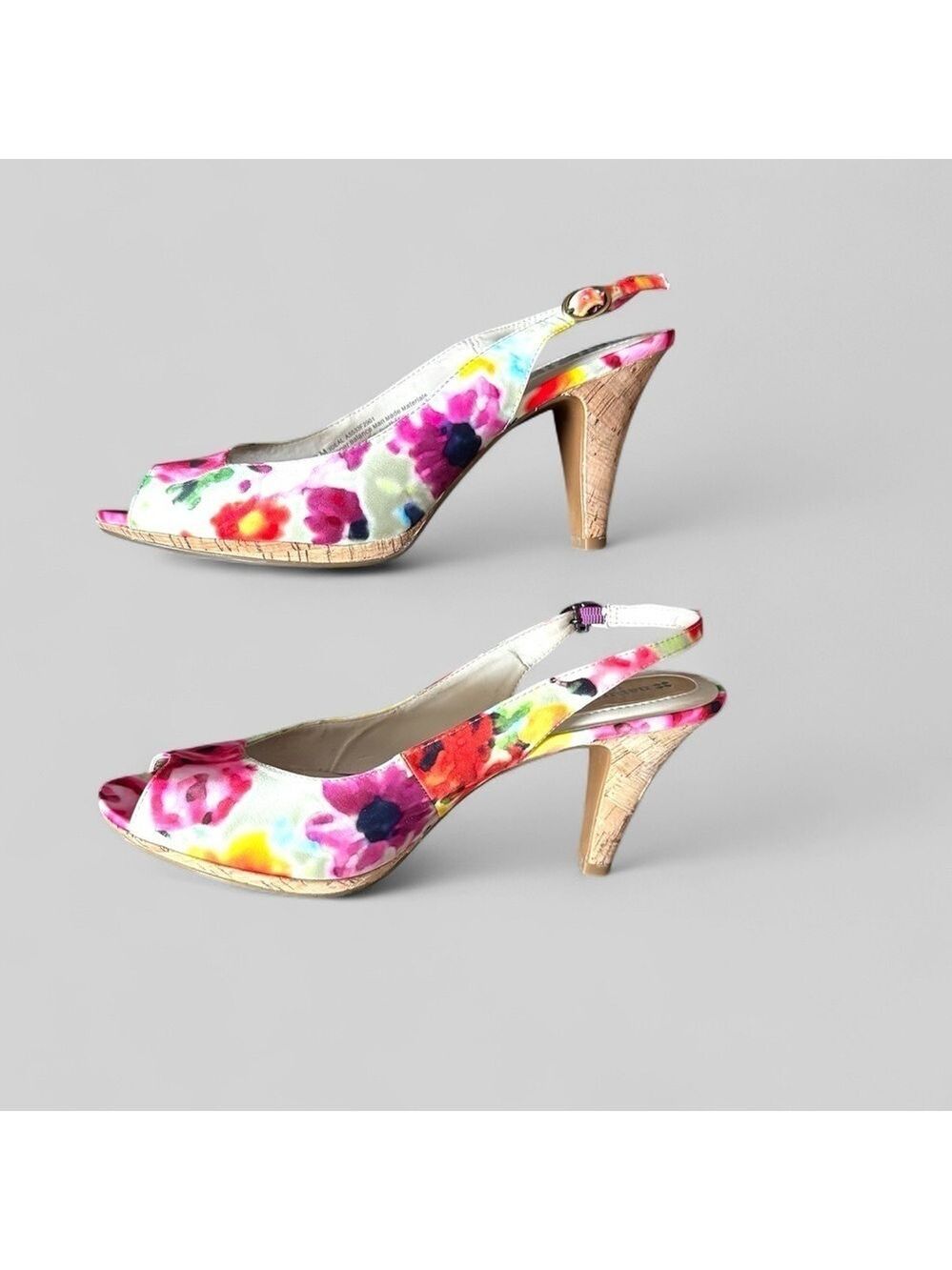 Naturalizer Ideal Multiflora Cloth Vibrant Floral Slingback Heels 4” Size 10M